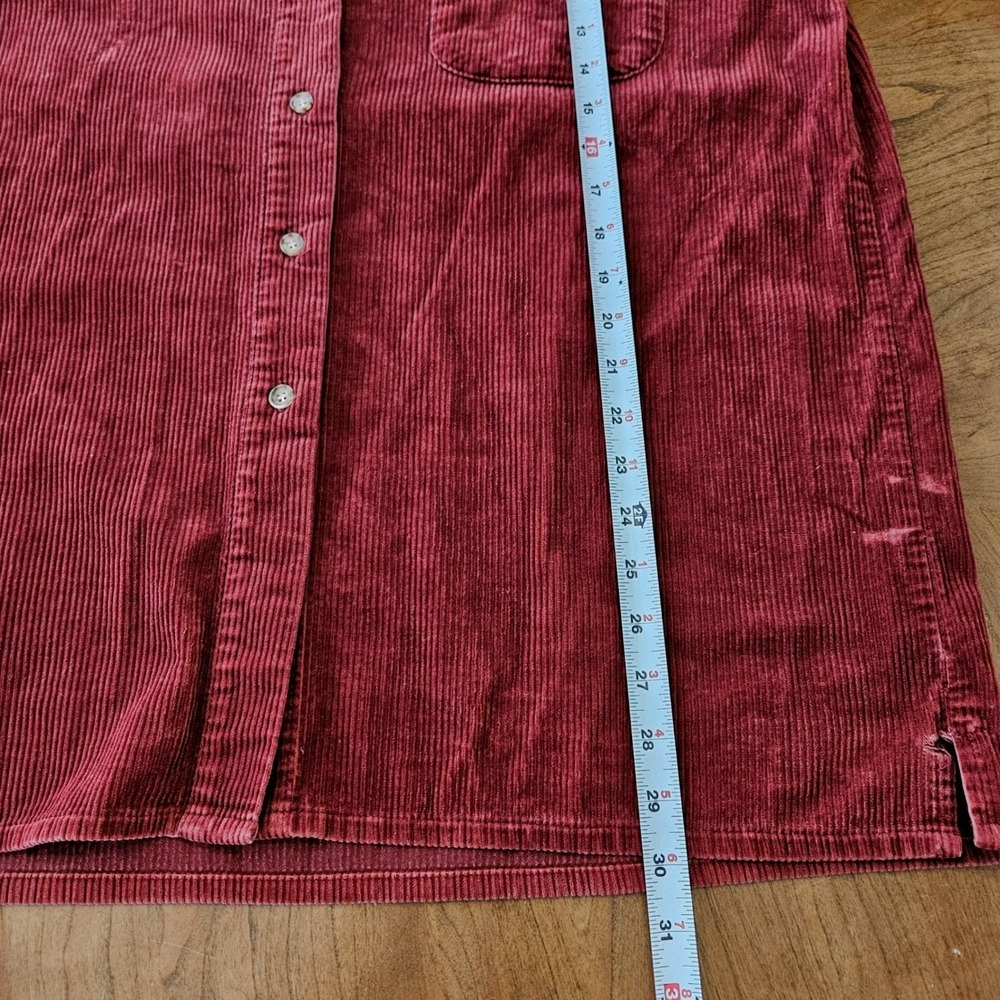 Woolrich Mens L Vintage Corduroy Shirt Burgundy Button Up 100% Cotton USA - Picture 3 of 7
